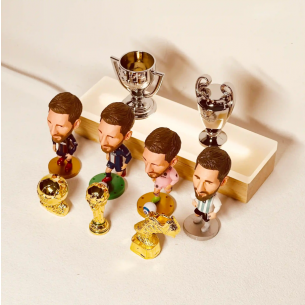 Lionel Messi Mini Figure & Metal Trophy
